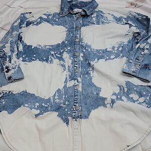 womens Oversized Denim Jacket Dress Beautiful Bleaching and Super Cute Wear